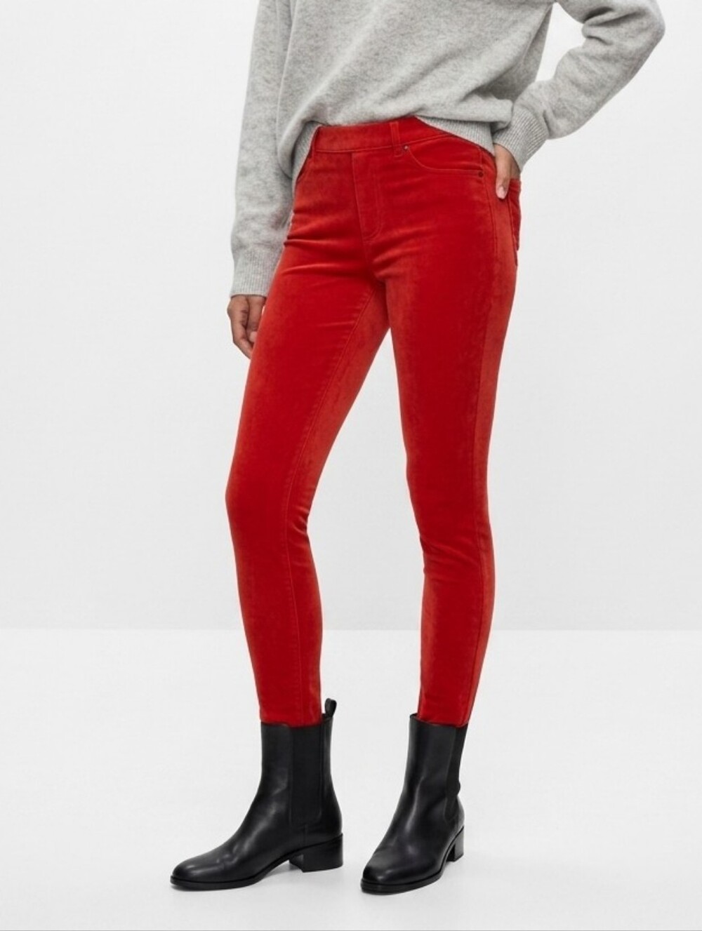 HUE Skinny Vibrant and Sleek Corduroy Jeggings Jeans Deep Orange Medium